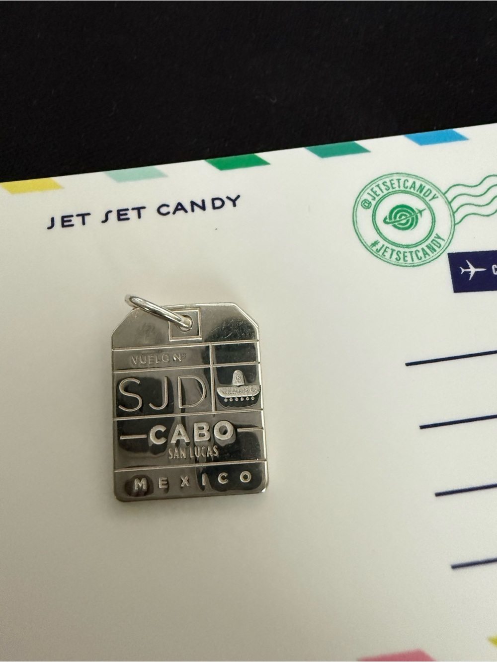 Silver Cabo SJD Mexico Luggage Tag Charm Jet Set Candy